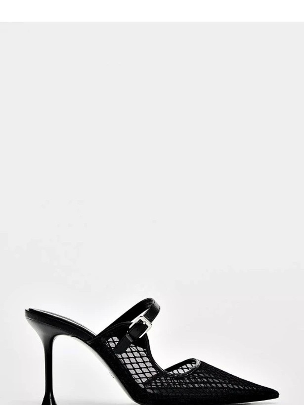 Zara Heeled Mesh Mules Black Mesh Pointed-Toe